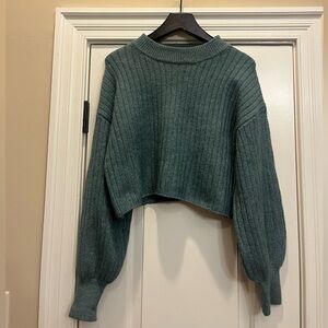 NWT Altar'd State Ribbed Green Cropped Sweater